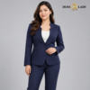 Deep Navy Stand-Collar Formal Blazer