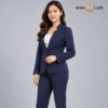 Deep Navy Stand-Collar Formal Blazer