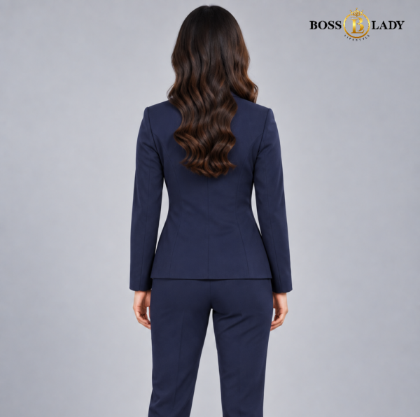 Deep Navy Stand-Collar Formal Blazer