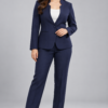 Deep Navy Stand-Collar Formal Blazer