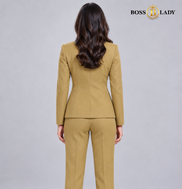 Golden Tan Stand-Collar Formal Blazer