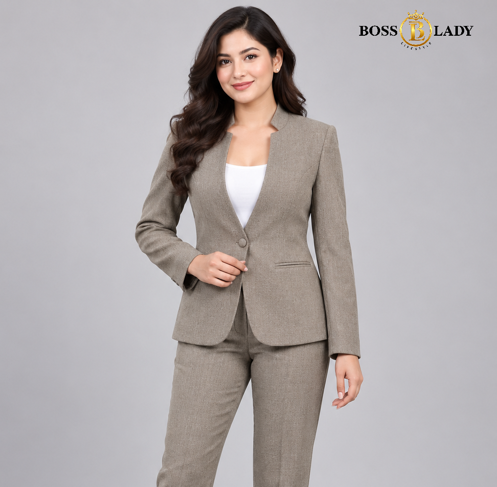 Khadi Stand-Collar Formal Blazer