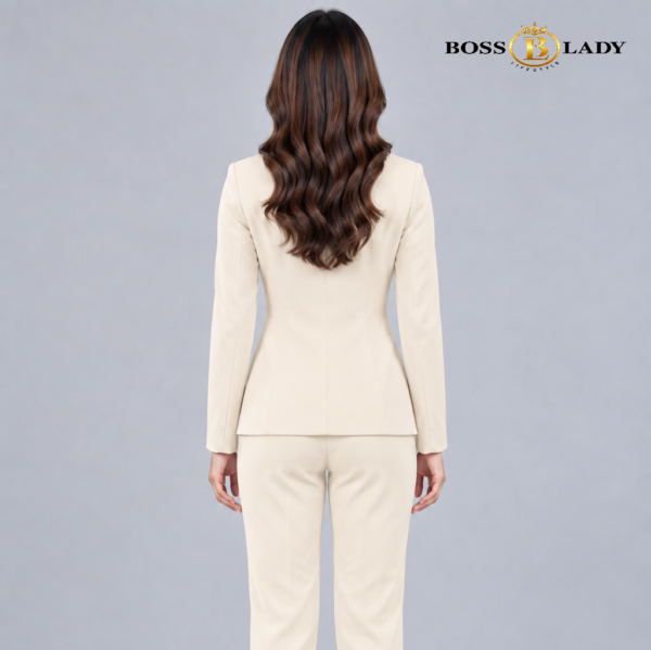 Cream Stand-Collar Formal Blazer