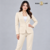 Cream Stand-Collar Formal Blazer