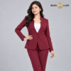Maroon Stand-Collar Formal Blazer