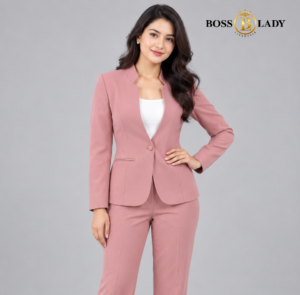 Rose Pink Stand-Collar Formal Blazer