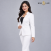 White Stand-Collar Formal Blazer