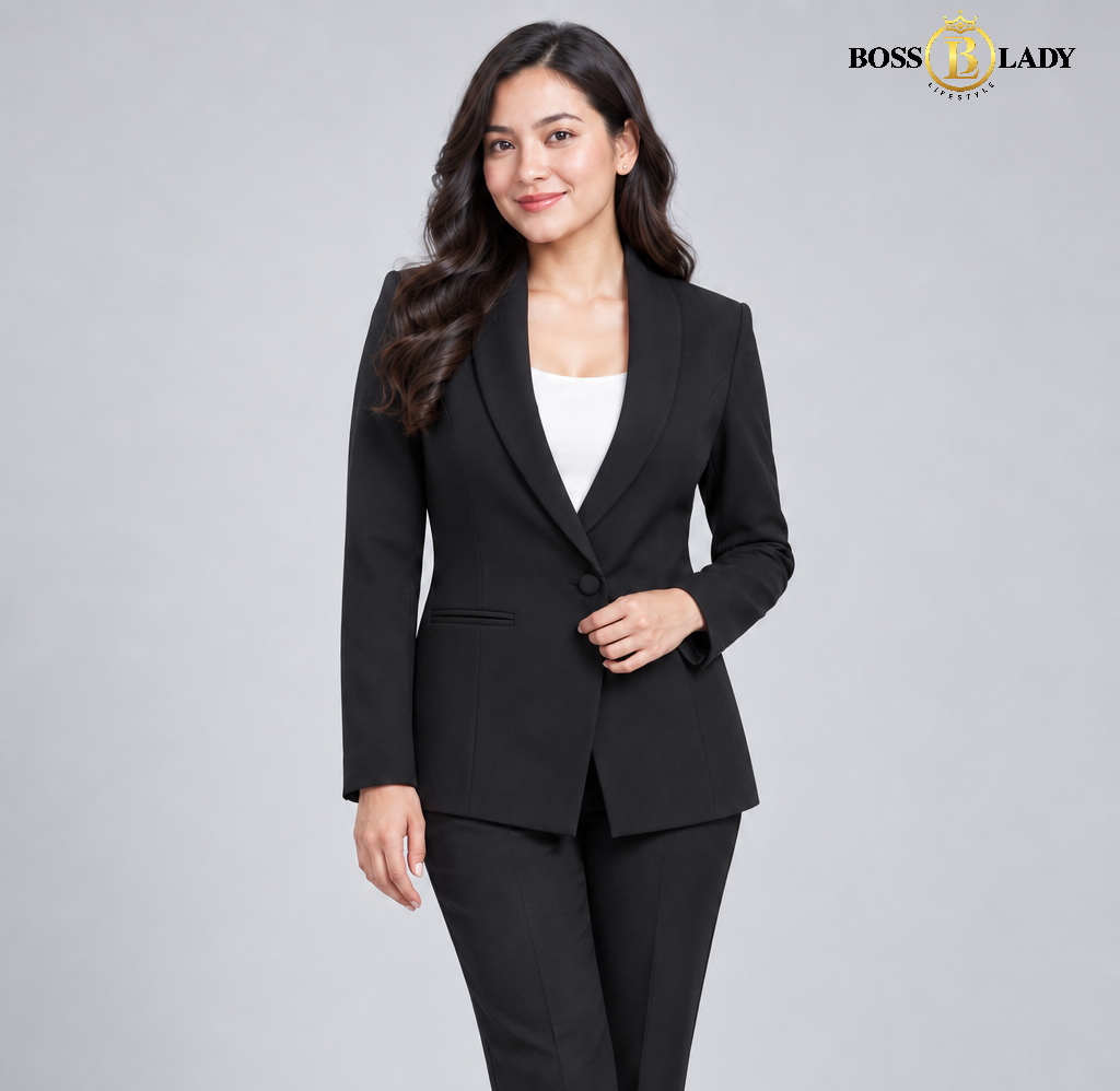 Black Shawl Lapel Formal Blazer