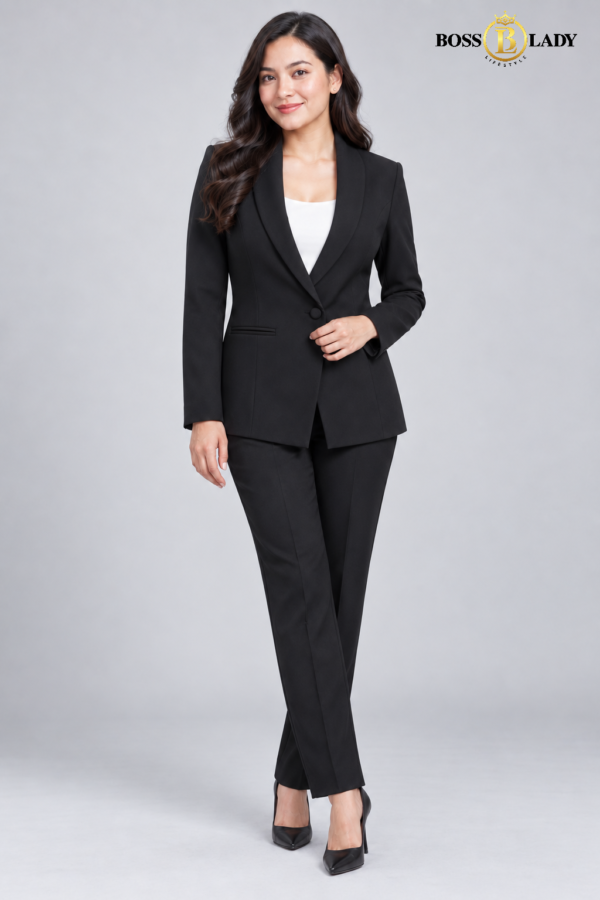 Black Shawl Lapel Formal Blazer