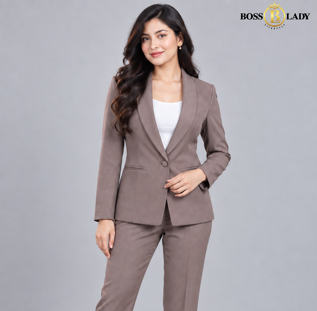 Dusty Brown Shawl Lapel Formal Blazer