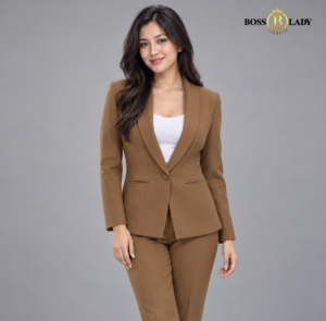 Golden Brown Shawl Lapel Formal Blazer