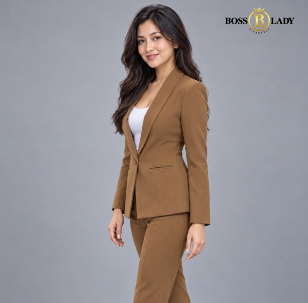 104 BRN 2 Golden Brown Shawl Lapel Formal Blazer