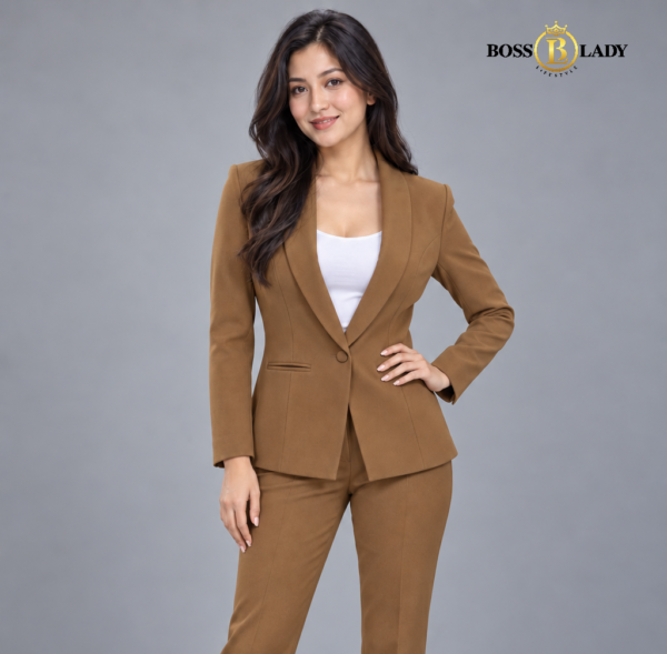104 BRN 5 Golden Brown Shawl Lapel Formal Blazer