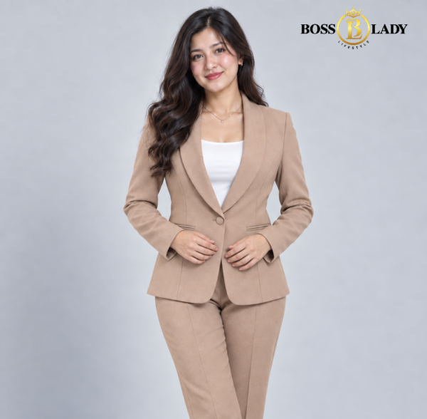 Camel Shawl Lapel Formal Blazer