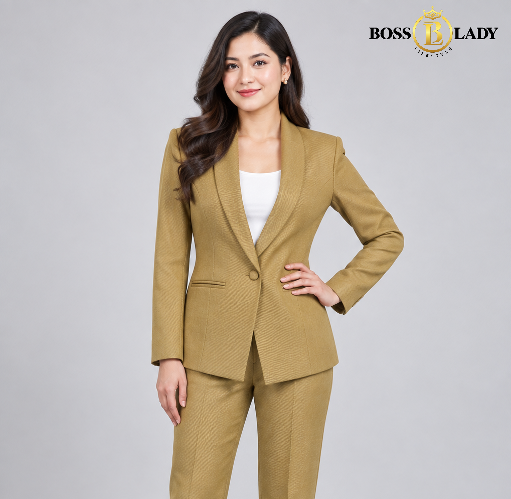 Golden Tan Shawl Lapel Formal Blazer