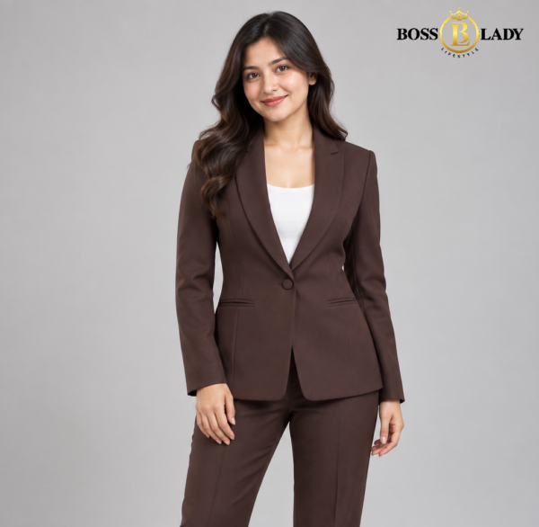Coffee Brown Shawl Lapel Formal Blazer