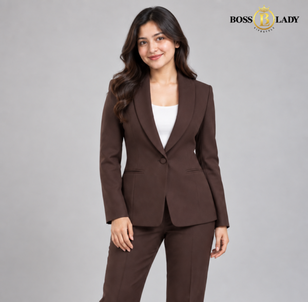 Coffee Brown Shawl Lapel Formal Blazer