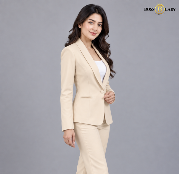 Cream Shawl Lapel Formal Blazer