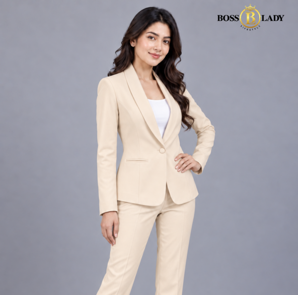 Cream Shawl Lapel Formal Blazer