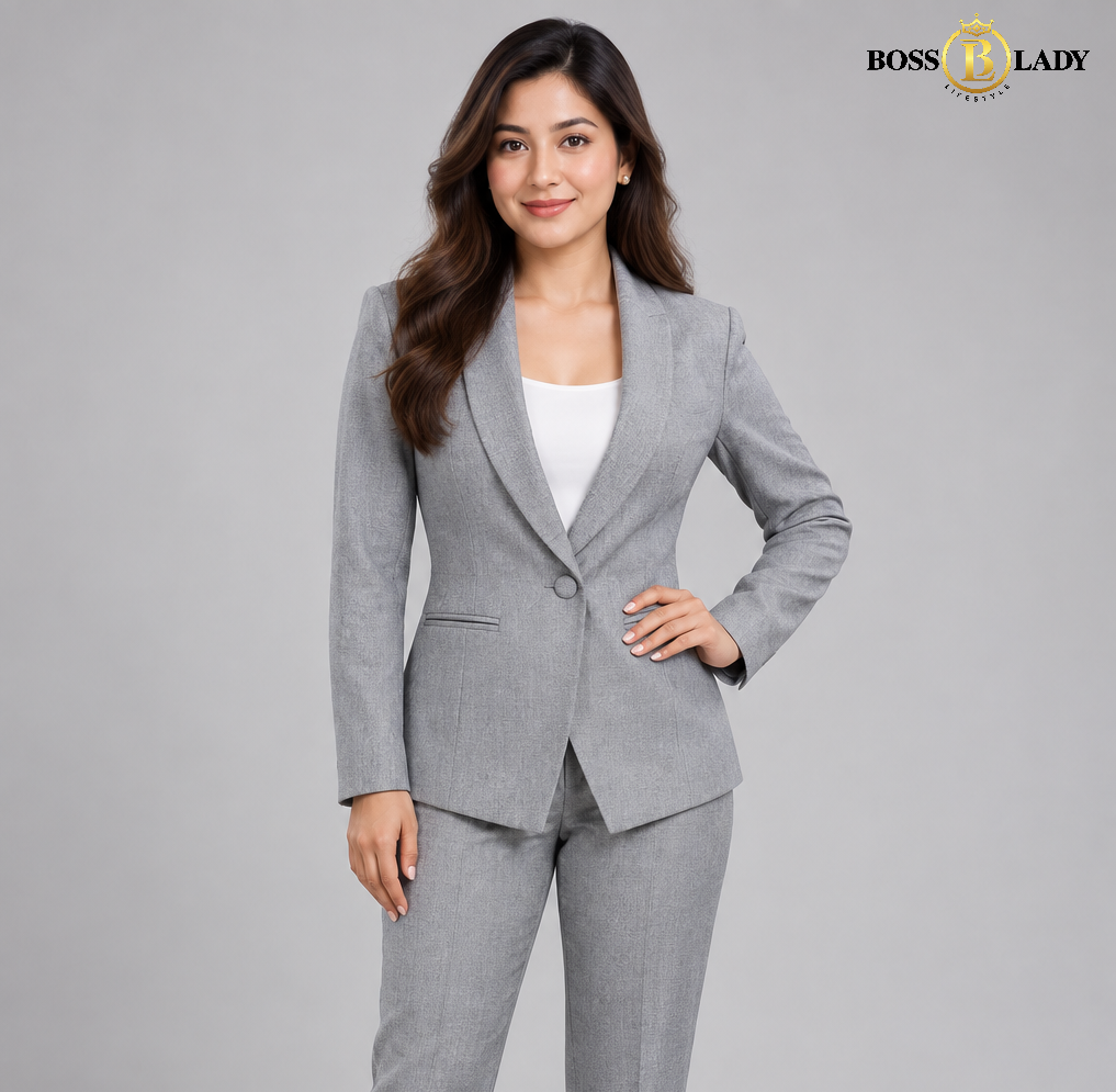 Light Gray Shawl Lapel Formal Blazer