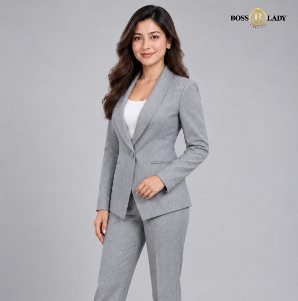104 GRL 2 Light Gray Shawl Lapel Formal Blazer