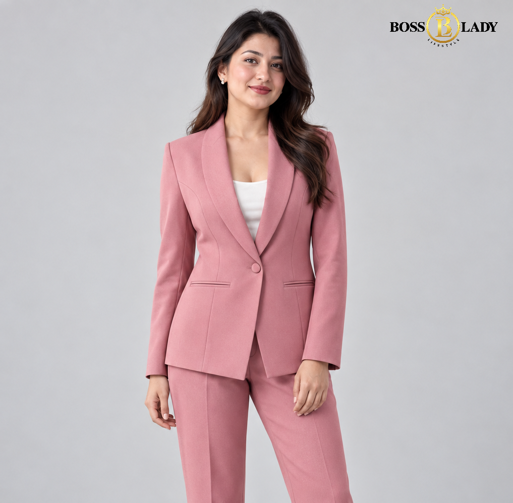 Rose Pink Shawl Lapel Formal Blazer