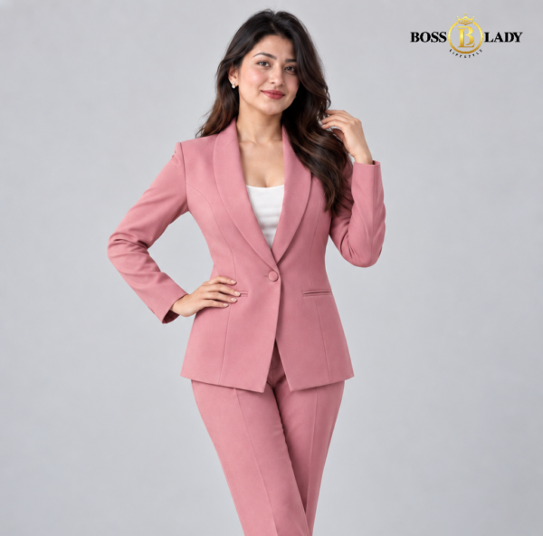 Rose Pink Shawl Lapel Formal Blazer