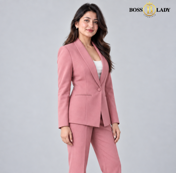 Rose Pink Shawl Lapel Formal Blazer