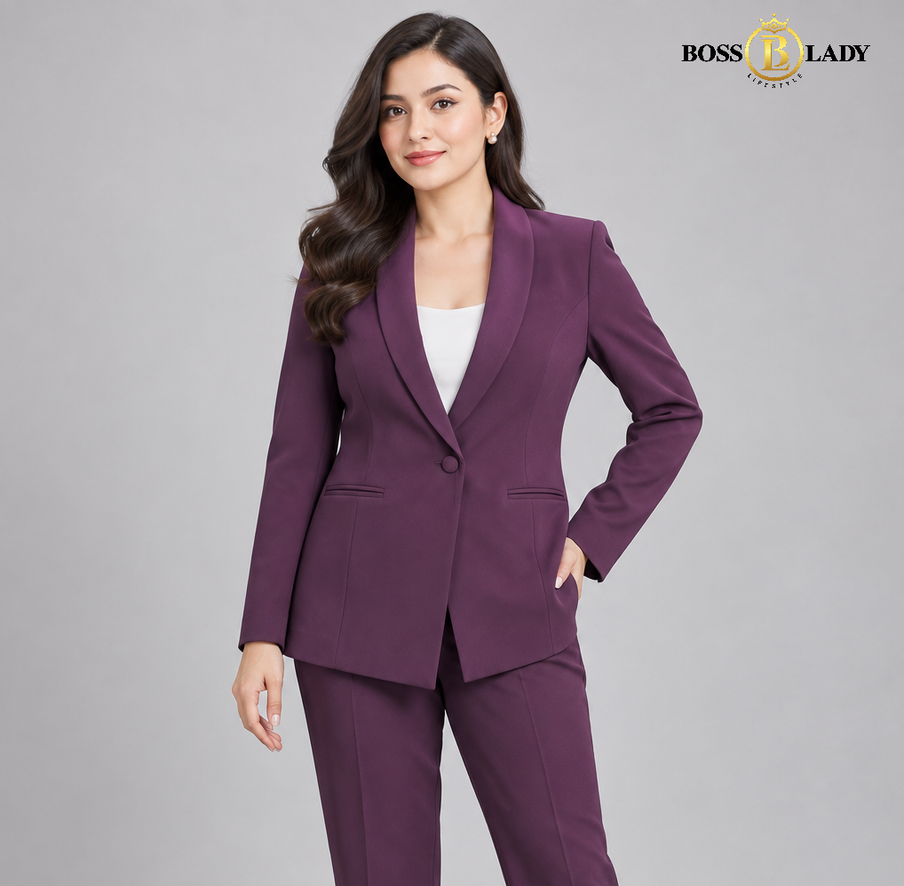 Royal Purple Shawl Lapel Formal Blazer
