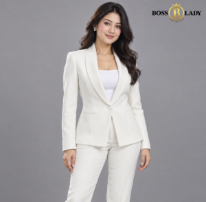 White Shawl Lapel Formal Blazer