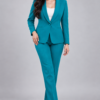 Teal Blue Shawl Lapel Formal Blazer