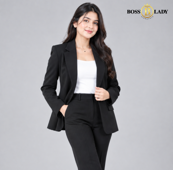 Classic Single-Breasted Black Formal Blazer