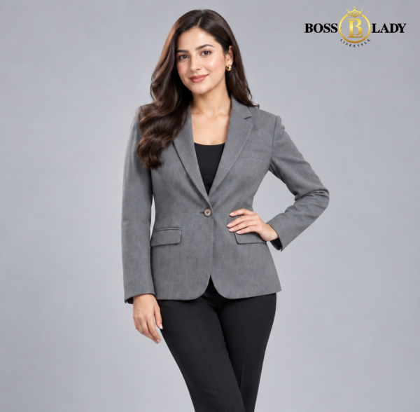 FC-120-GR 2 Classic Single-Breasted Dark Grey Formal Blazer