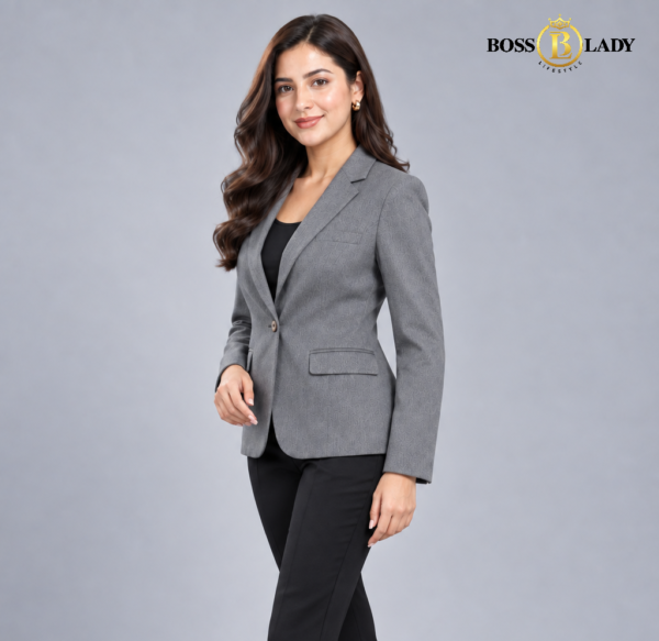 FC-120-GR 3 Classic Single-Breasted Dark Grey Formal Blazer