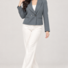 Cropped Peak Lapel Style Gray Blazer