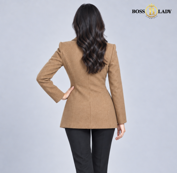 FC-230-BR 2 Double-Breasted Peaked-Lapel Brown Blazer