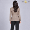 Single-Button Textured Tweed Brown Blazer