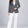 Single-Button Textured Tweed Gray Blazer