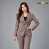 Double-Breasted Tailored Brown Formal Blazer