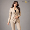 Double-Breasted Tailored Cream Formal Blazer