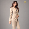 Double-Breasted Tailored Cream Formal Blazer