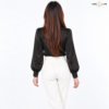 Rosette Tie-Neck Black Shirt