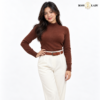 Classic High-Neck Knit Brown Sweater