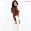 Classic High-Neck Knit Brown Sweater