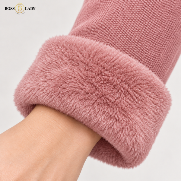 Classic High-Neck Knit Pink Sweater