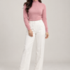 Classic High-Neck Knit Pink Sweater