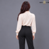 00000 LCR 4 Embellished Tie-Neck Satin Cream Shirt