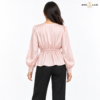 Rosette Wrap-Style Satin Rose Pink Shirt