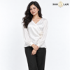 Rosette Wrap-Style Satin White Shirt