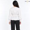 Rosette Wrap-Style Satin White Shirt